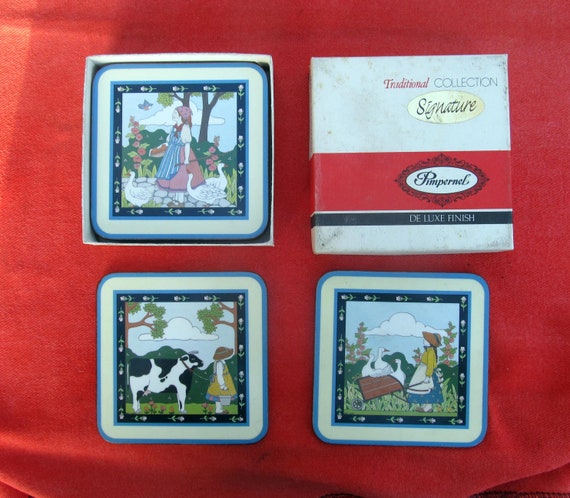 Vintage De Lux Pimpernel Coasters 6 Colorful Bucolic Etsy