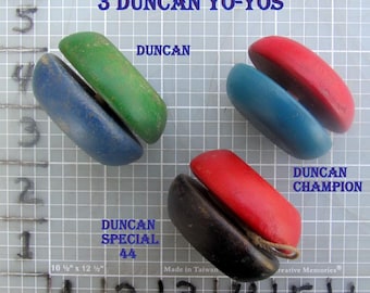 3 Vintage DUNCAN Yo-Yos 44 Special and Champion Good Preowned Condition