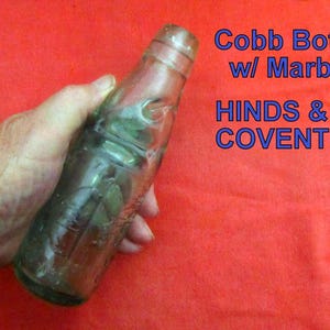 HINDS & Co 8oz Cobb Bottle w/Glass Marble Pre-Early 1900 Good Vtg. Condition