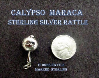 Vintage Sterling Silver Calypso Maraca Rattle Charm   Rattle Rattles  Marked Sterking  Unbranded V-Good Used Condition