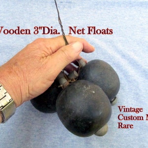 Vintage Wooden Fishing Net Floats Wired Togeather 3-in. Dia Custom Made Rare