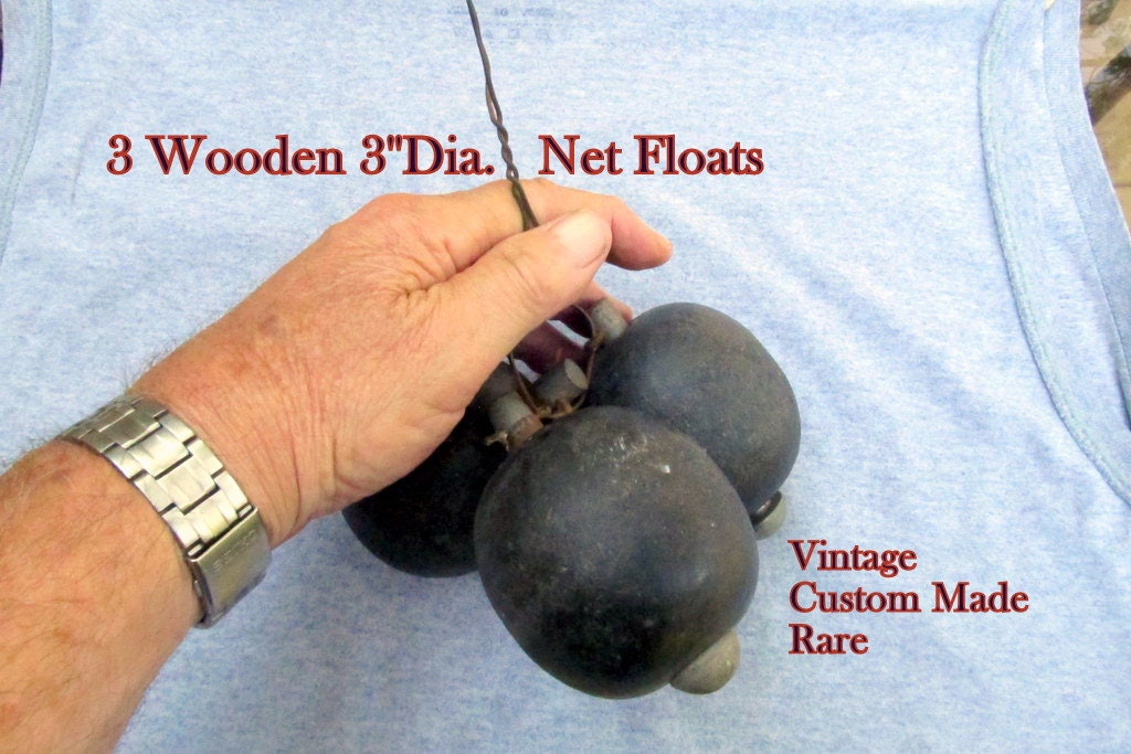 Vintage Wooden Fishing Net Floats Wired Togeather 3-in. Dia Custom Made  Rare 