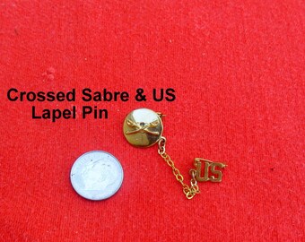 Vintage Crossed Sabre & US Lapel Pin
