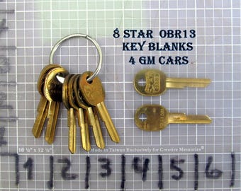 8 Star Brass OBR13 GM Car Key Blanks   Vintage   From Closed Dealership