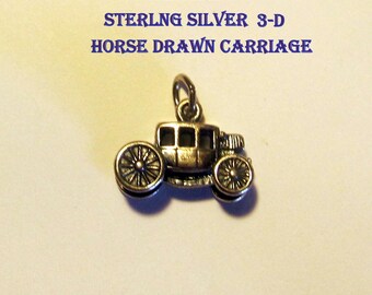 Vtg. 3-D Sterling Silver Horse Carriage  Fine  Detail  Fine Preowned Condition
