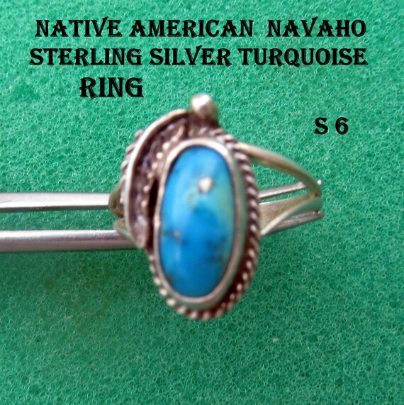 Vintage Turquoise Sterling Silver Native American Navaho Ring  Unbranded