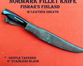 Normark Fiskar's Finland Fillet Knife w/Leather Sheath 6'' Stainless Blade