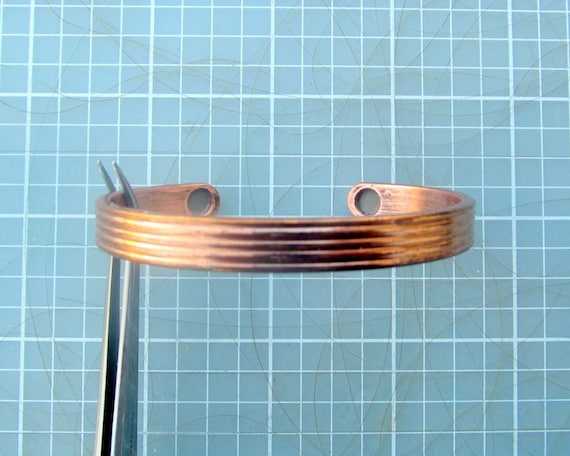 Solid Copper Bangle Bracelet   Thick   Unsigned - image 4