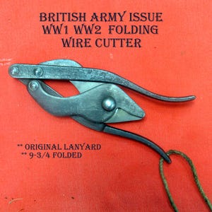 British Army Issue WW1 WW2 Folding Wire Cutters w/ Original Lanyard  Scarce Item