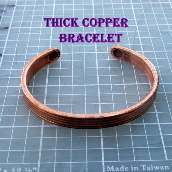 Solid Copper Bangle Bracelet   Thick   Unsigned - image 1