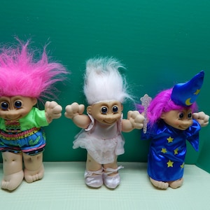 Trolls Russ Plush 8&quot; Short Outfit Pink Hair, Light Pink Hair Ballerina, OR Purple Hair Wizard Sold Individually Clean in Excellent Condition