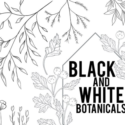 Black and White Botanical Printable Stickers DIGITAL DOWNLOAD - Etsy