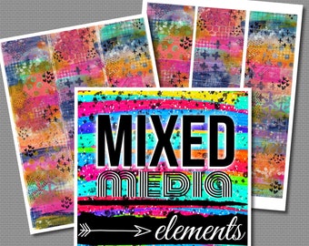 Digital Printable Mixed Media Sticker Elements 1: Labels INSTANT DOWNLOAD