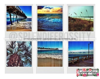 Beach Printable Vintage Polaroid Photos for Art and Bible Journaling, Mixed Media, Planners, Stickers