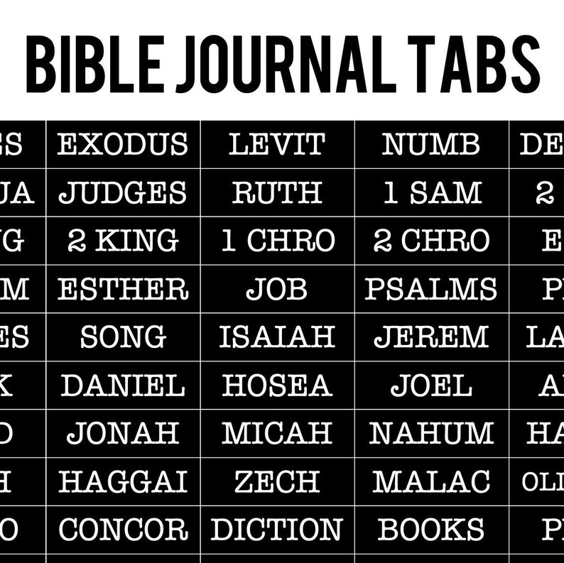 Digital Download Instant Printable Bible Journaling Books of the Bible Tabs image 2