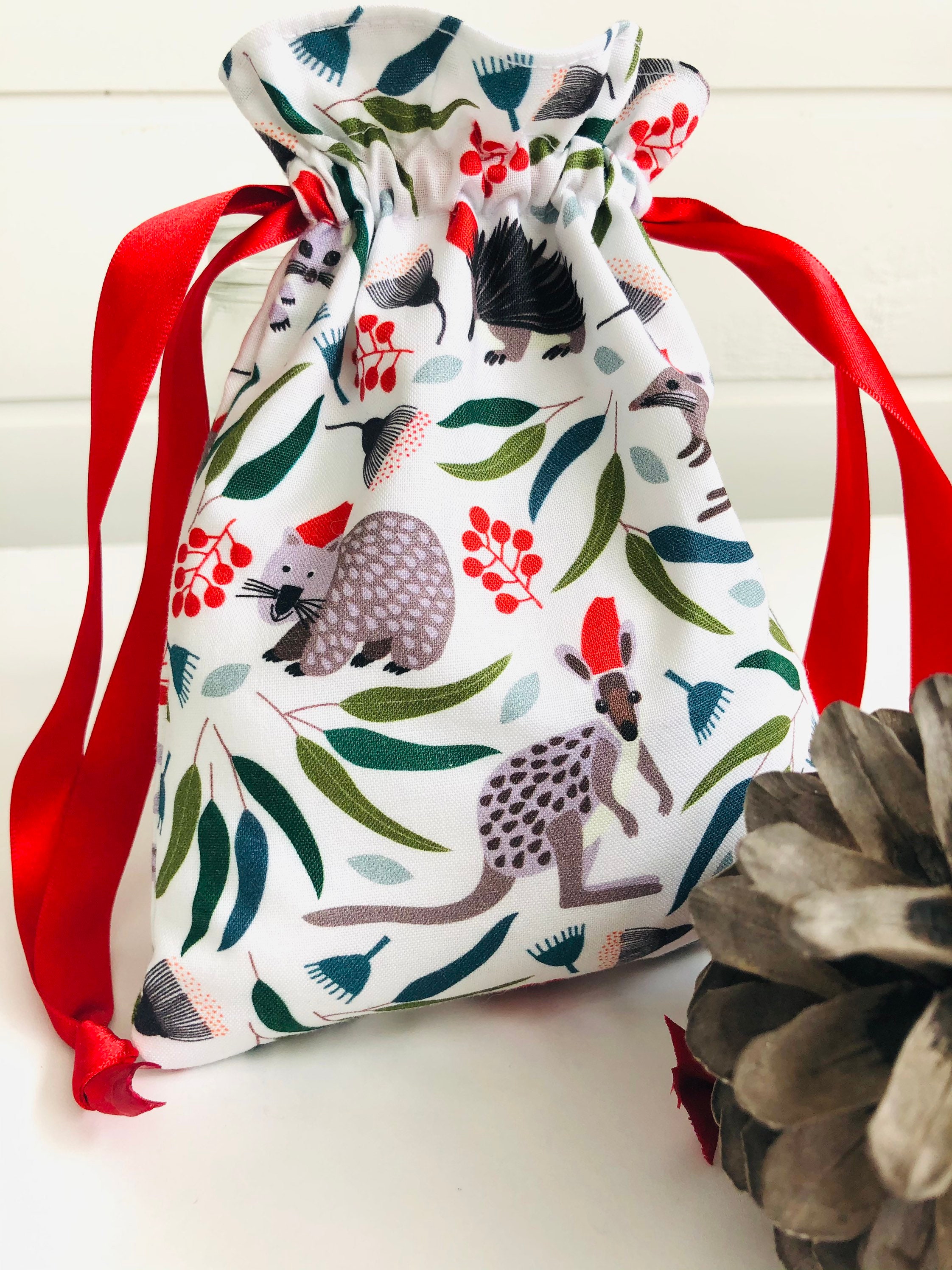 small christmas drawstring bags