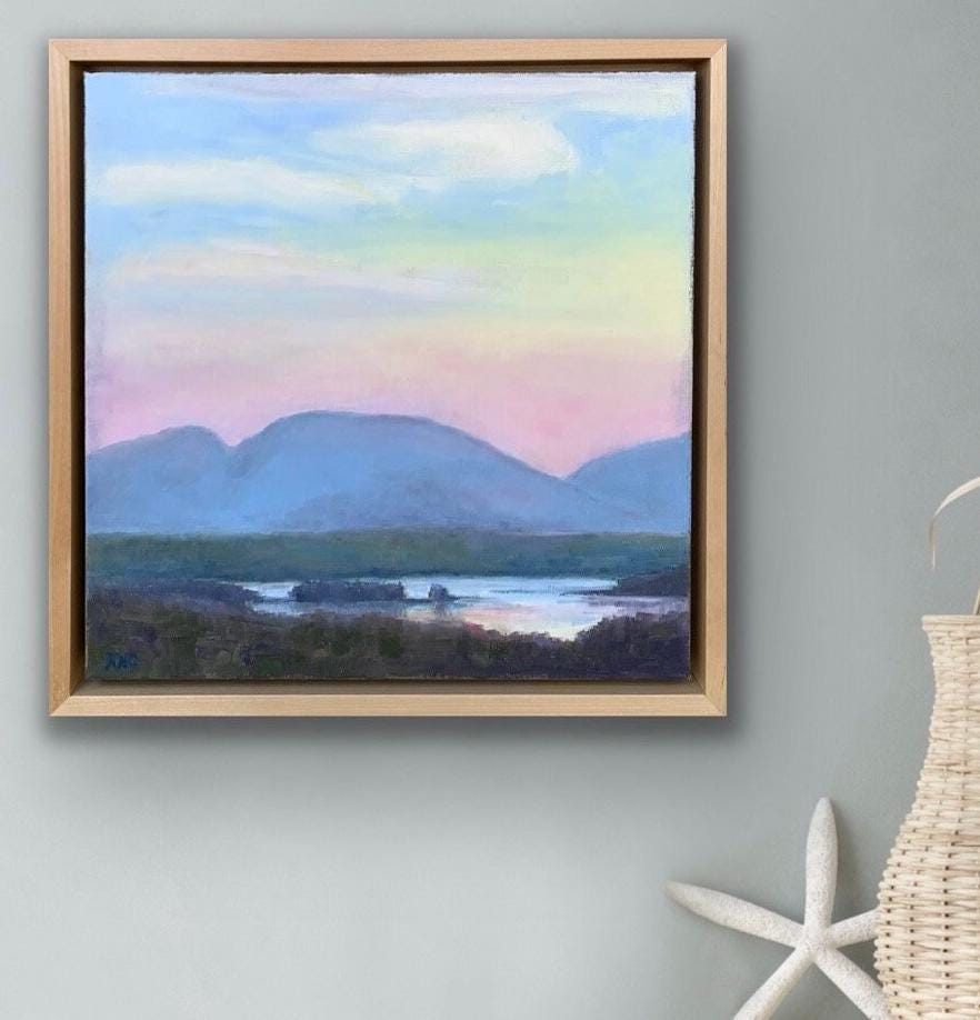 Sunset over MDI, original oil painting