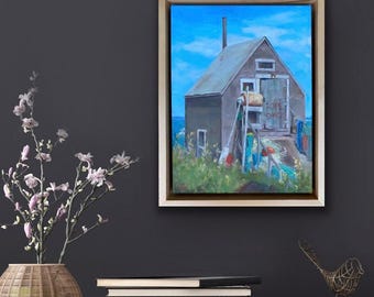 The Fishing Shack, Monhegan, Maine, original oil painting, 9x12”