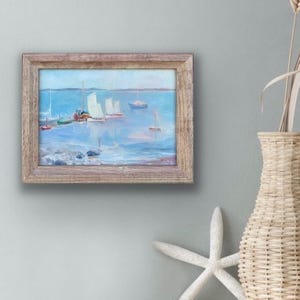 Sailing Out in Rockland Harbor, Maine, original oil painting