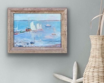 Sailing Out in Rockland Harbor, Maine, original oil painting