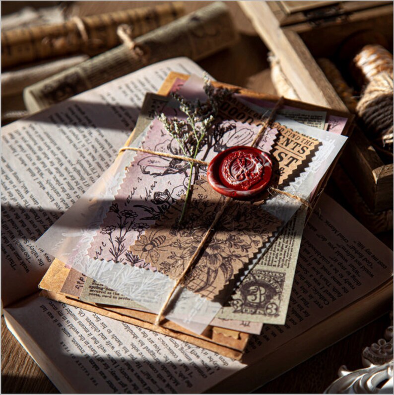 30 Sheets Vintage Book Page Background Paper Set Vellum Art Etsy