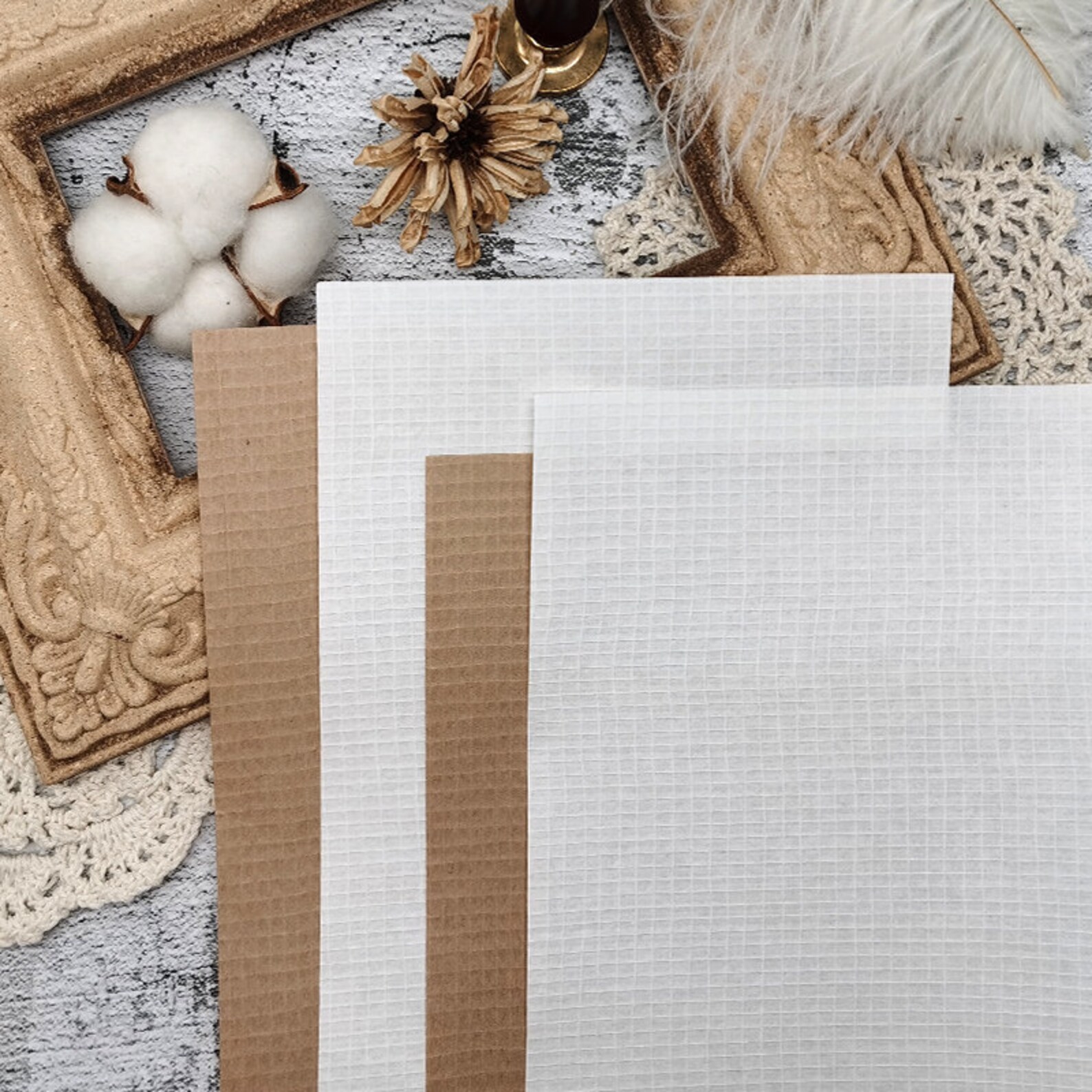 9 Sheets Kraft Paper Set Special Check Pattern Thin Paper Etsy