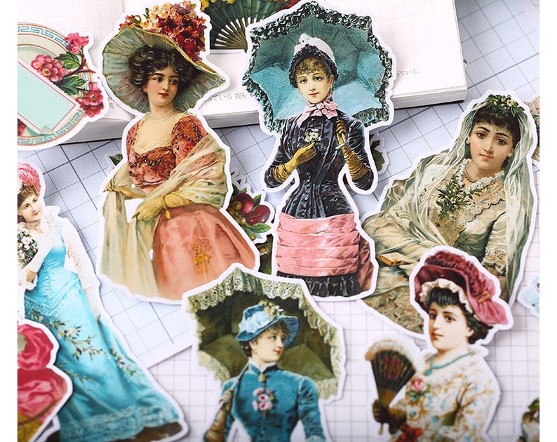 Vintage Victorian Girls Stickers Ladies Retro Deco Scrapbook | Etsy