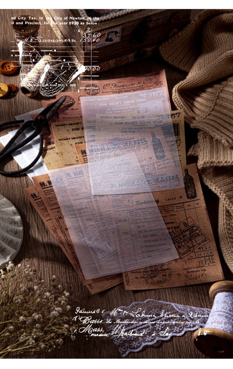 30 Sheets Vintage Book Page Background Paper Set Vellum Art Etsy