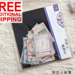 Vintage Japanese Style Washi Postage Stamp Deco Sticker Set - 40pcs - S165