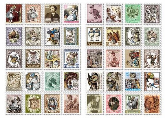 Alice In Wonderland Vintage Stamp Stickers Free UK Postage /& Packaging