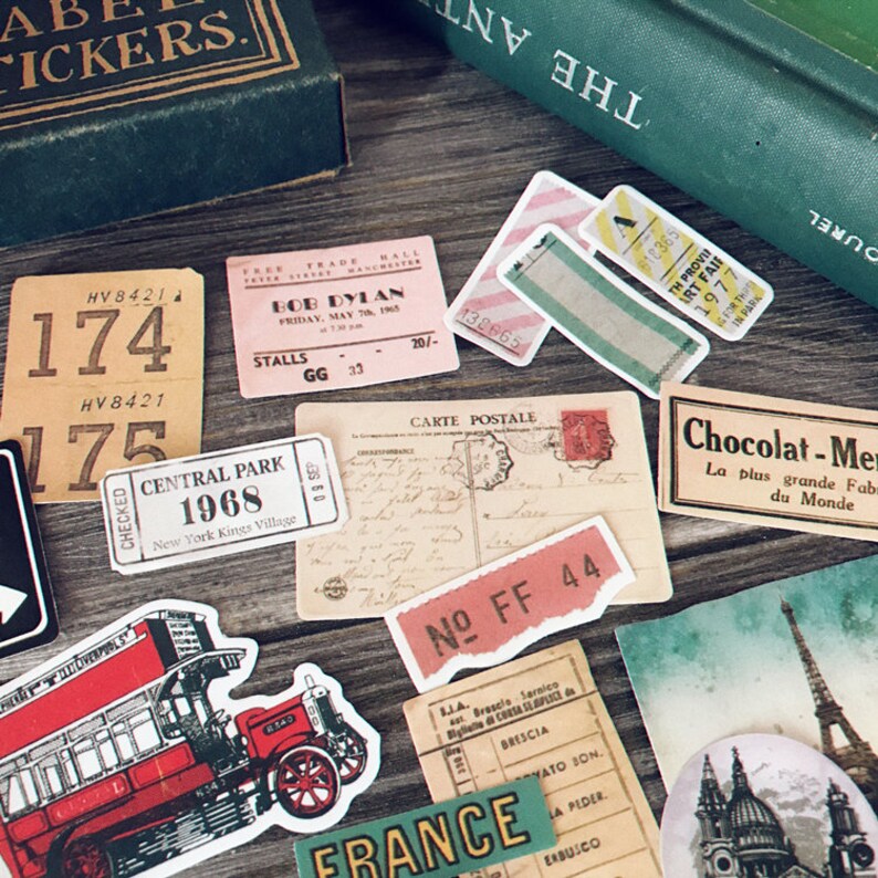 24 pcs vintage travel tickets label sticker set art etsy