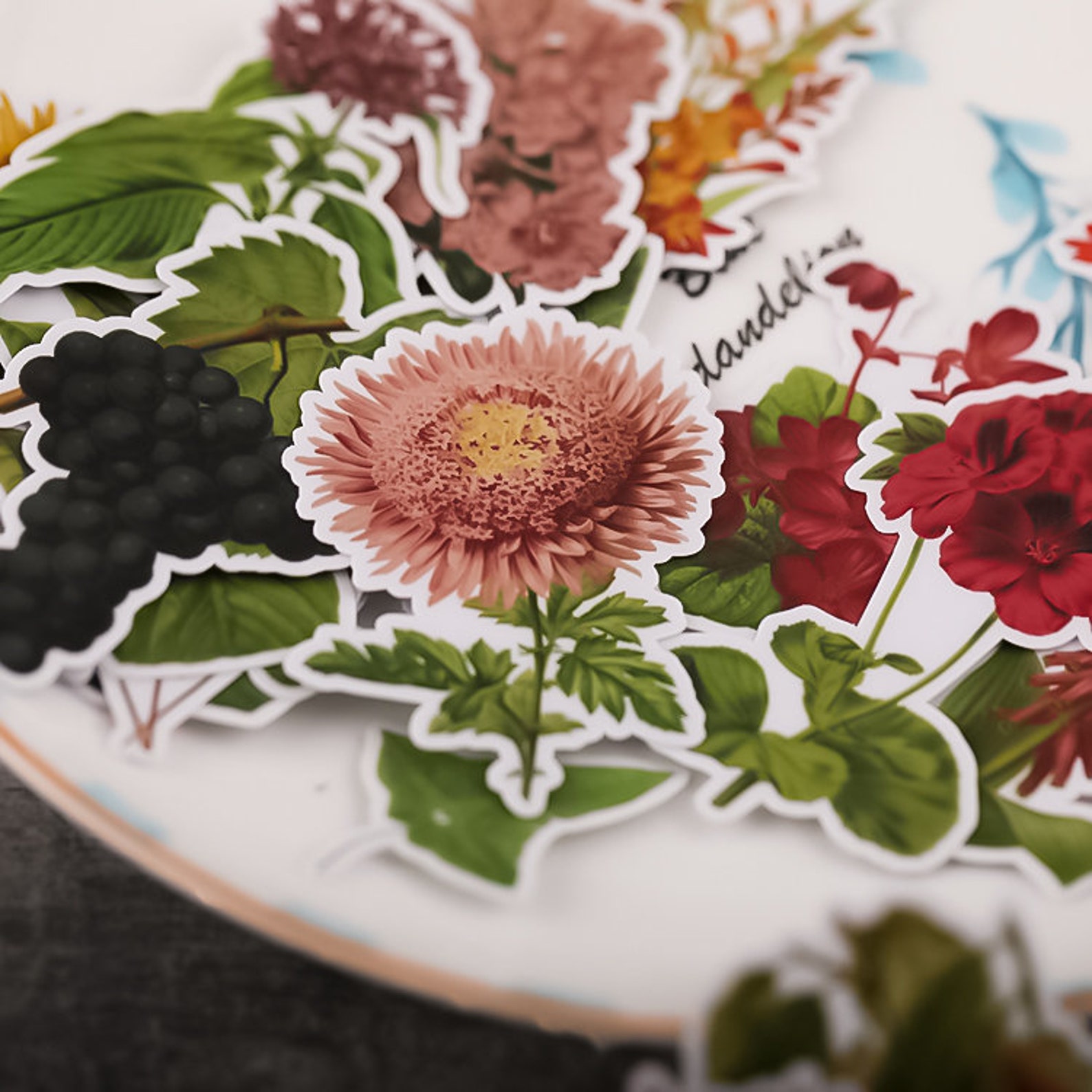 52 Pcs Flowers Sticker Set Botanical Natural Plants Stickers Etsy