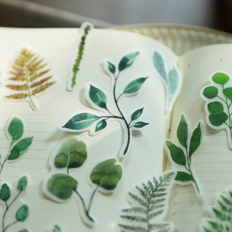 78 Pcs Botanical Leaves Vellum Stickers Natural Leaf Ferns Etsy