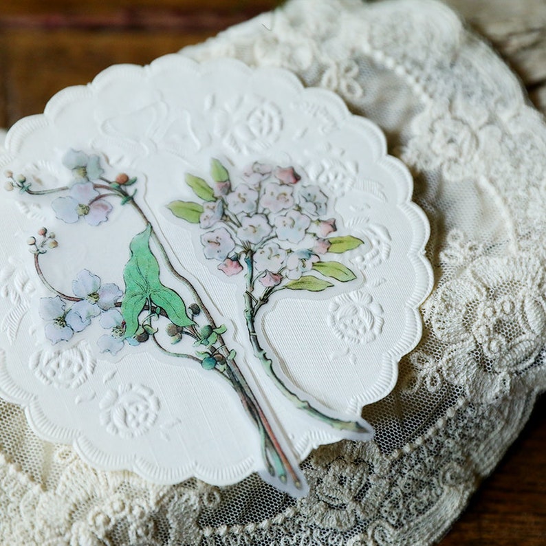 33 Pcs Flowers Vellum Sticker Set Art Neuvoeau Botanical Etsy