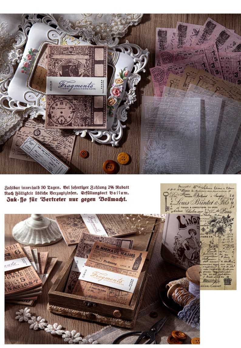 30 Sheets Vintage Book Page Background Paper Set Vellum Art Etsy