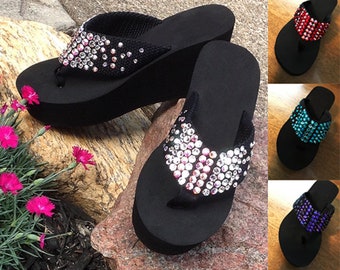 bling wedge flip flops