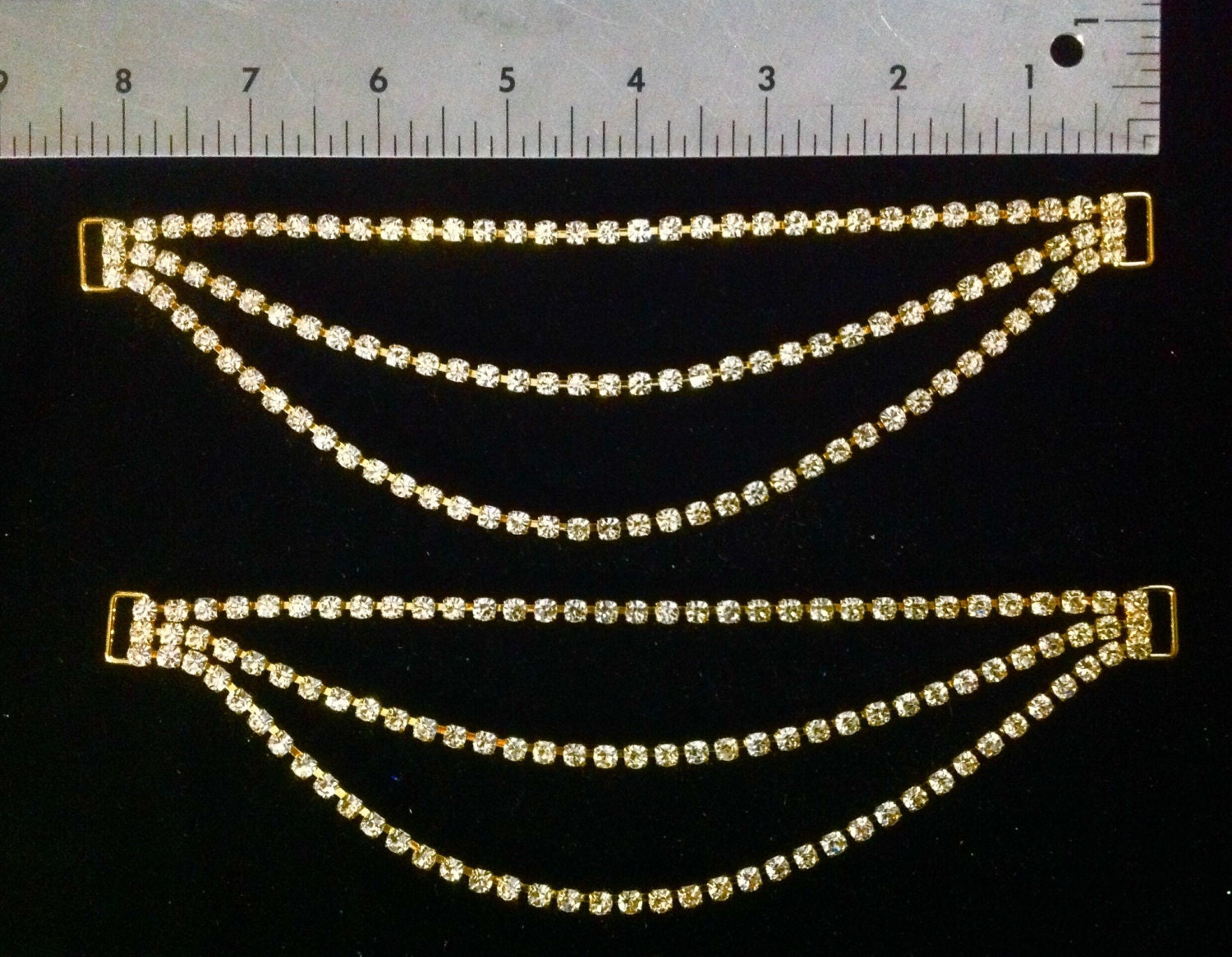 Pair of Rhinestone Bikini Connectors 3row Drape in Etsy