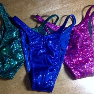 Mens *PRO CUT* bodybuilding posing suit trunks in Hologram fabric