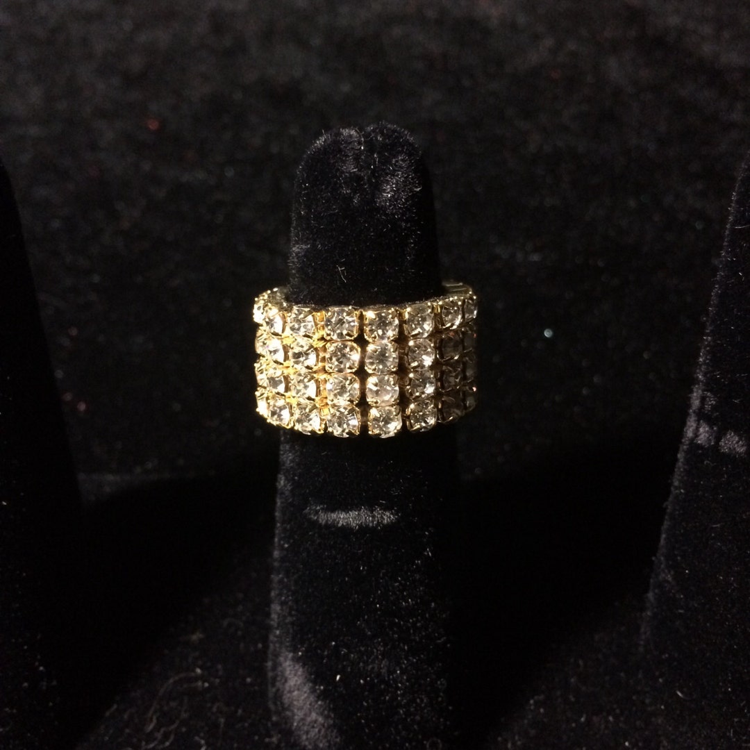 Crystal/gold cheri 4-row Rhinestone Ring Bikini - Etsy