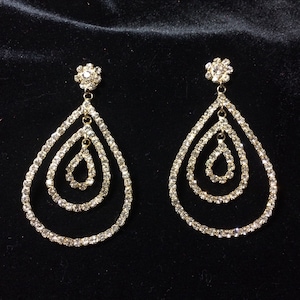Crystal/Silver &quot;Kara&quot; Rhinestone 3&quot; Earrings - Bikini, Figure competition, Pageant