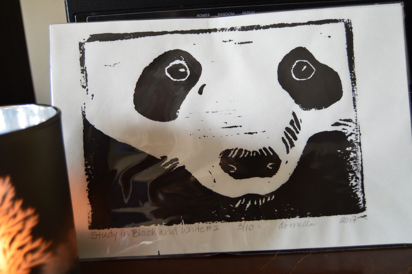 Bamboo Loving Panda Linoleum Print Etsy