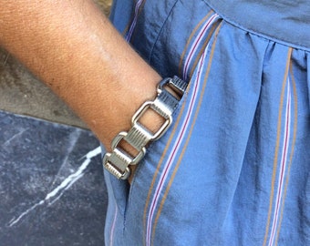 Vintage Chrome Link Bracelet, 1940s.