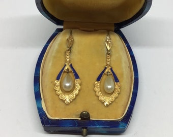 Vintage chandelier metal and enamel earrings 1930s/ Art Deco vintage chandelier brass and enamel 1930s