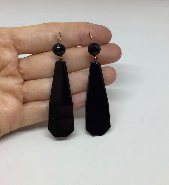 Art Deco Earrings. Black Glass and Brass.1930 art Deco Vintage Earrings Black Glass and Brass 1930s. Etsy