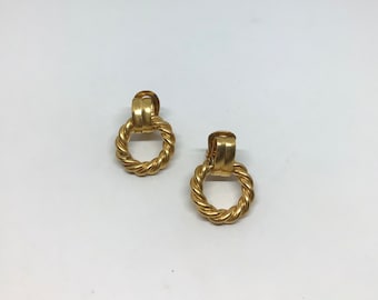 Clip-on hoop earring 1940/Hoop earrings clip-on 1940s. Brass.