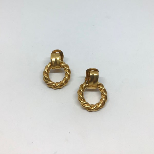 Clip-on hoop earring 1940/Hoop earrings clip-on 1940s. Brass.