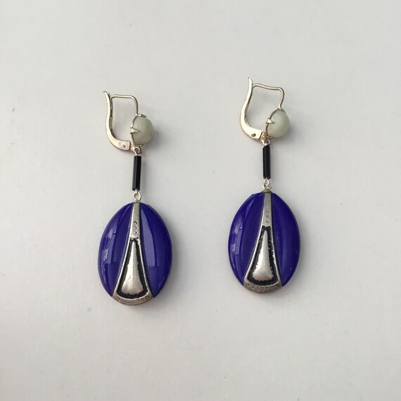 Art Deco Crystal and Silver Earrings 1930s/Art Dec