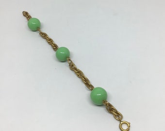 Brass and green crystal bracelet, 1940/ Beautiful Brass and crystal bracelet. 1940.