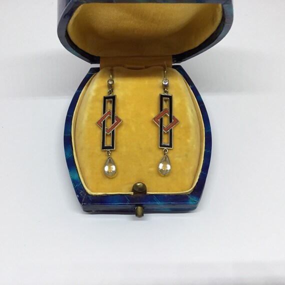 Silver and enamel Art Deco earrings 1930s/Art Deco