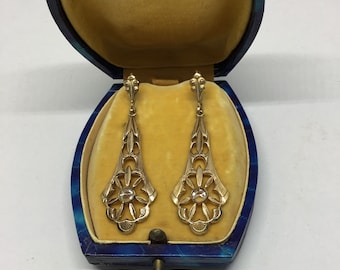 Geometric Art Deco earrings 1930/ Art Deco “Skycraper” brass earrings 1930s